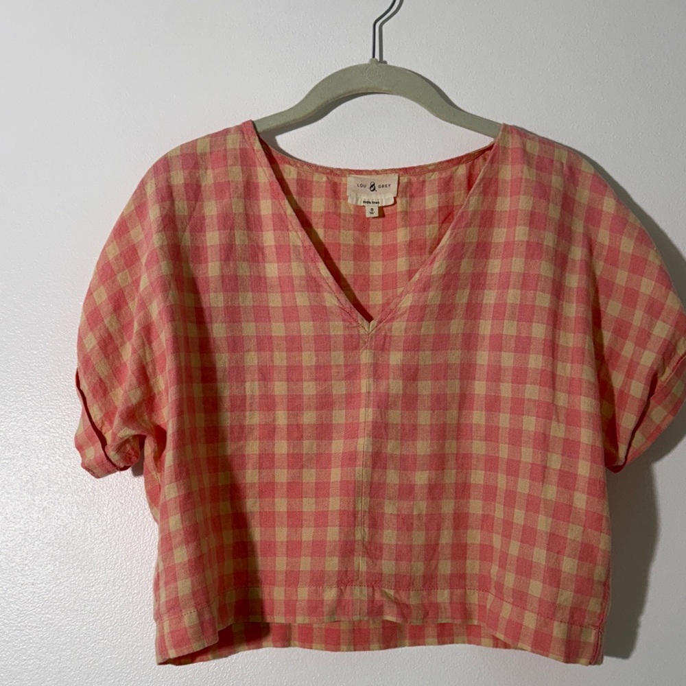 Linen V-Neck Vintage Crop Top